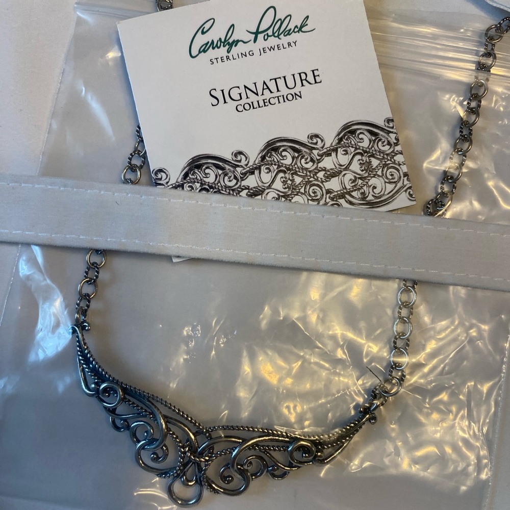 New in box Carolyn Pollack Sterling Silver swirl necklace signature design
